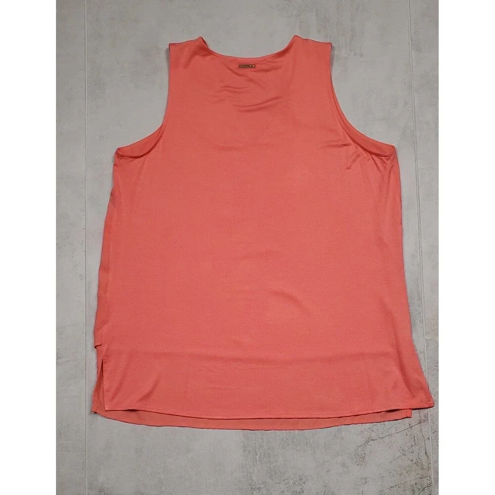 Michael Kors Women's Layered Bottom Blouse Size L Peach Pink Orange